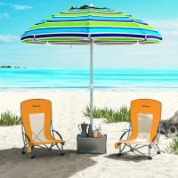 Outsunny Set mit 2 klappbaren Strandstühlen, leichter klappbarer Campingstuhl, Tragetasche, Getränkehalter, 70 x 58 x 79 cm, Orange(m-6)