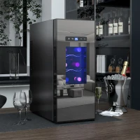 HOMCOM Vinoteca 12 botellas 30 L termoeléctrica doble y silenciosa con puerta de vidrio, LED, pantalla digital, negro(m-2)