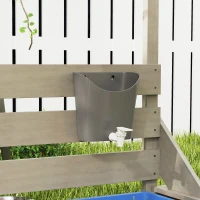 Outsunny Arenero con toldo en forma de barco pirata, incl. set de cocina infantil, madera maciza, 180 x 103 x 144,5 cm, Gris(m-4)