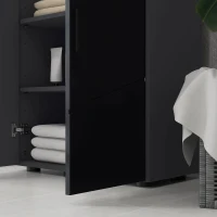 kleankin Mueble de baño 2 puertas en madera con 3 estantes y cierre amortiguado, 60x30x82 cm, Negro(m-5)