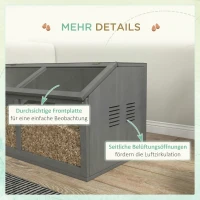 PawHut Hamsterkäfig, Kleintierkäfig aus Holz, Hängebrücke, Leitern, Hütte, 84 x 45 x 44 cm, für Zwerghamster, Grau(m-6)