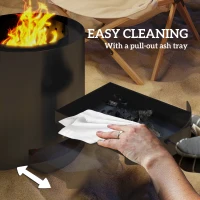 Outsunny Metal Wood-burning Fire Pit with Fire Poker - Black(m-6)