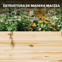 Outsunny Jardinera con Enrejado y Techo de Madera para Plantas Trepadoras con 2 Estantes Drenaje y Forro 76x43,5x177 cm Natural(m-8)