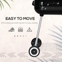 Outsunny Portable BBQ Charcoal Grill with 2 Wheels and Cooking Utensils, Smoker Grill with Lid for Outdoor Barbecues, Camping, Picnic, Courtyard(m-6)