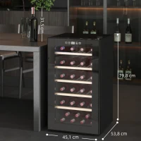 HOMCOM Cave à vin 41 bouteilles 91L réfrigérateur à vin silencieux avec porte en verre, éclairage LED, 45,1x53,8x79,8cm, noir(m-3)