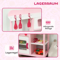 AIYAPLAY Kinderküche zum Spielen, Zubehör aus Holz, Küchengeräte, kompakt, Geräusche, Rosa(m-6)
