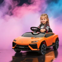 AIYAPLAY Coche Eléctrico para Niños Licencia Lamborghini con Claxon y Mando a Distancia, 101.5x49x43 cm, Naranja(m-2)