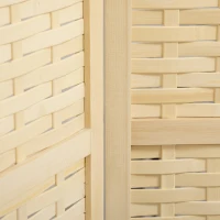 HOMCOM Biombo separé de interior de 4 paneles en madera y bambú, plegable y salvaspacio, altura 170cm, marrón(m-4)