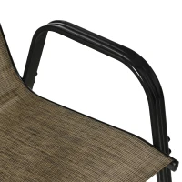 Outsunny Sillas de Jardín Set 6 Piezas, Sillas de Exterior Apilables en Metal y Tejido Transpirable, Marrón(m-4)