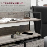 HOMCOM Rustic Chest of Five Fabric Drawers - Grey Wood Effect(m-5)