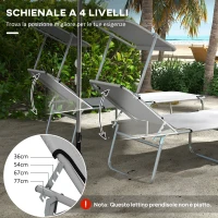 Outsunny Set 2 Sdraio da Giardino Pieghevoli con Tettuccio Regolabile, in Tessuto Oxford e Metallo, 187x58x36 cm, Grigio Chiaro(m-4)