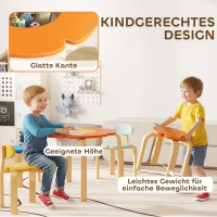 AIYAPLAY 5-teiliges Kindertisch- und Stuhl-Set, mit Aufbewahrungstasche, Blumenform, für Spielzimmer, Kinderzimmer, Holz, Bunt(m-7)