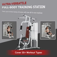 HOMCOM Home Multi Gym Large Multifunction Sturdy Strength Training Machine for Home Workout, White(m-4)