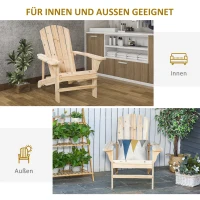 Outsunny Adirondack Stuhl wetterfest Adirondack Chair aus Holz Outdoor Gartenstuhl mit Hoher Rückenlehne Armlehnen(m-5)