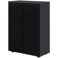 kleankin Mueble de baño 2 puertas en madera con 3 estantes y cierre amortiguado, 60x30x82 cm, Negro(m-7)