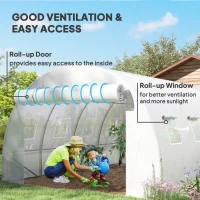 Outsunny 4 x 3 x 2m Polytunnel Greenhouse Replacement Cover ONLY Winter Garden Plant PE Cover for Tunnel Walk-in Greenhouse with Roll-up Windows Door Outdoor, White(m-4)