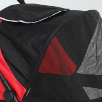 PawHut Foldable Pet Stroller for Large Dogs with Four Big Wheels, Shock-Absorbing Frame, Safety Leashes, Brakes, Red/Black(m-10)