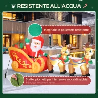 Outsunny Babbo Natale Gonfiabile con Slitta e Renne da 2.4m con 6 Luci LED e Gonfiatore per Esterni e Interni(m-6)