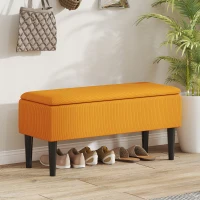 HOMCOM Banco Baúl de Poliéster y Madera para Dormitorio y Entrada, 95x38x45 cm, Naranja(m-2)