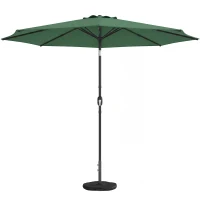 Outsunny 2.7 m Garden Parasol Umbrella with Cross Base and Sandbag, Retractable Ribs, Outdoor Table Market Umbrella, Green(m-11)