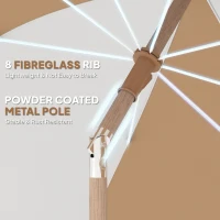 Outsunny Umbrelă de plajă cu franjuri Ø175 cm Umbrelă pentru terasă exterioară cu înălțime reglabilă Înclinare 30° Alb și Bej(m-4)