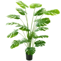 HOMCOM Künstliche Pflanze Künstlicher Baum Monstera Deliciosa mit Topf inkl. Höhe 150 cm für Innen Grün