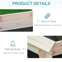 Outsunny Kids Wooden Sand Pit Children Sandbox with Cover Outdoor Playset for Backyard for 3-8 years 139.5 x 139.5 x 21.5 cm(m-6)