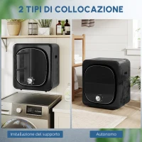 HOMCOM Asciugatrice a Condensa Elettrica 800 W 4 Kg con 5 Modalità di Asciugatura, Cesto in Acciaio Inossidabile, Carica Frontale(m-8)