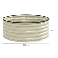 Outsunny Galvanised Raised Garden Bed with Safety Edging, Outdoor Raised Planter Box with Gloves, 120 x 120 x 43cm, Cream White(m-3)