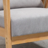 HOMCOM Butaca moderna con revestimiento aterciopelado y estructura de madera, 68x75x78cm, Gris(m-5)