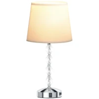 HOMCOM Kristall-Tischleuchte, Touch-Schalter, USB-Ladeanschluss, Ø23x45 cm, Silber(m-1)