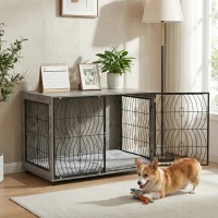 PawHut 46.46'' Dog Crate Furniture End Table w/ Plush Washable Cushion, Lockable Door, for Extra Large Dogs(m-2)