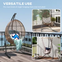 Outsunny Hammock Chair Stand Only, Hanging Chair Stand with Extra Large Base, Heavy Duty Metal Single Hammock Egg Swing Frame for Indoor Outdoor, 150 KG Load Capacity, Black(m-4)
