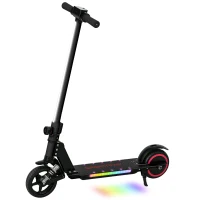 SPORTNOW Folding Electric Scooter for Kids, with Dual Brakes, Front Suspension, LED Colourful Lights, Black(m-1)