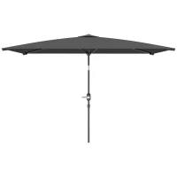 Outsunny Sombrilla de Aluminio 198x294x255 Parasol Rectangular de Jardín Inclinable con Manivela y Poste Desmontable Gris(m-11)