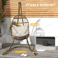 Outsunny Hammock Chair Stand Only, Hanging Chair Stand with Extra Large Base, Heavy Duty Metal Single Hammock Egg Swing Frame for Indoor Outdoor, 150 KG Load Capacity, Black(m-6)