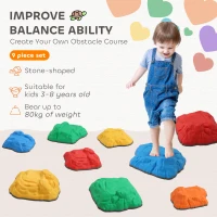 AIYAPLAY Balance Stepping Stones for Kids with Non-Slip Bottom, Indoor Outdoor Obstacle Course for Ages 3-8 Years, Multicoloured(m-4)