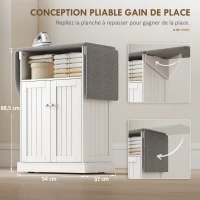 HOMCOM Armoire à repasser sur roulettes, table à repasser avec plateau repassable et pliable, 131 x 37 x 89,5 cm, blanc(m-5)