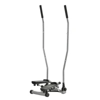 HOMCOM Stepper Fitness con Asa y Bandas Elásticas, Stepper con Monitor LCD para Entrenamiento en Casa y Gimnasio, Plateado(m-1)