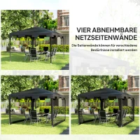 Outsunny Paviljoen 3 x 3 m - Weerbestendig, Opvouwbaar, 395 cm x 295 cm x 255 cm, Zwart(m-4)
