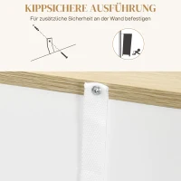 HOMCOM Sideboard, großes Schrankfach, 3 Ablagefächer, Schublade, 105 x 30 x 81,5cm, Weiß/Holz(m-6)