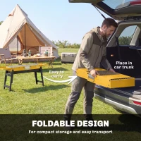 Outsunny Portable BBQ Grill, Foldable Charcoal Grill for Camping and Picnics with 2 Side Shelves and Handle, Yellow(m-4)