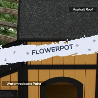 PawHut Wooden Cat House with Flower Pot, Windows, Multiple Entrances, Water-Resistant Roof for Outdoor - Yellow(m-6)