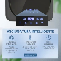 HOMCOM Asciugatrice con Disinfettante UV, Design Compatto, 4 kg Capacità, Acciaio Inossidabile, Grigio(m-4)
