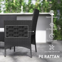 Outsunny 4 Piece Rattan Garden Furniture Sofa Set with Loveseat, Armchairs, Glass-Top Coffee Table and Cushions, Black(m-5)