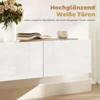 HOMCOM Mueble TV flotante, montaje en pared, 3 cajones, gran espacio de almacenamiento, 180 cm, tablero de partículas, Blanco(m-4)