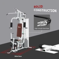 HOMCOM Home Multi Gym Large Multifunction Sturdy Strength Training Machine for Home Workout, White(m-6)