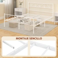 HOMCOM Estructura de Cama 160x200 cm con Cabecero Soporte de Listones de Acero Almacenamiento Bajo la Cama(m-6)