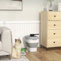 PawHut Conteneur à croquettes pour chien pliable 25L rangement hermétique couvercles hermétiques roulettes 44 x 32 x 37 cm gris(m-10)