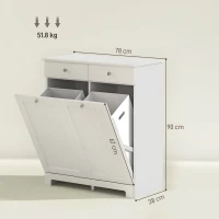 HOMCOM Mueble de baño con 2 cestas portarropa extraíbles, 2 cajones y 2 puertas abatibles, 78x38x90 cm, Blanco(m-3)